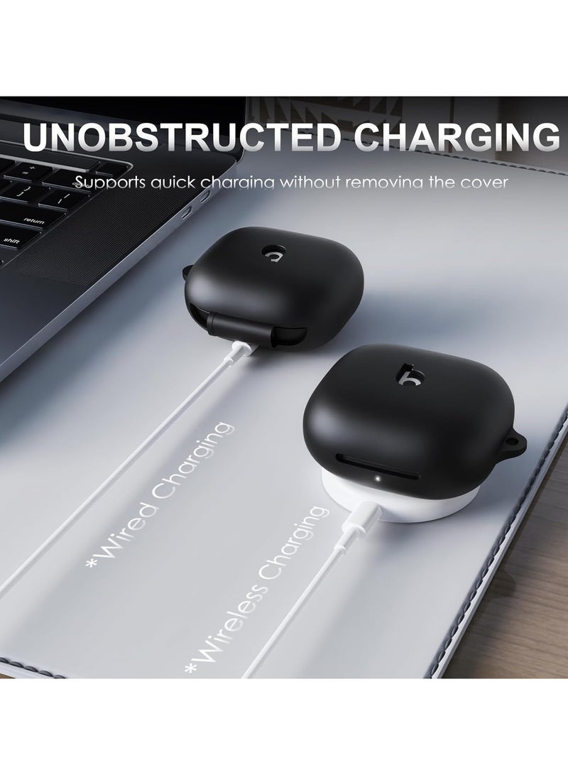 Compatible with Beats Powerbeats Pro 2 Case Cover, Soft Silicone Shockproof Protective Skin Case for Beats Powerbeats Pro 2 2025 with Cleaner Kit & Carabiner, Top Logo Visible (Black) - Image 4