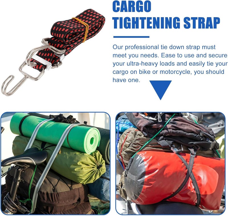 Elastic Cargo Tie-Down Strap 1m Red Binding Belt with Hook for Motorcycle and Bike Luggage Securing, Adjustable Elastic Cord Fastening Strap for Travel and Outdoor Use - Image 5