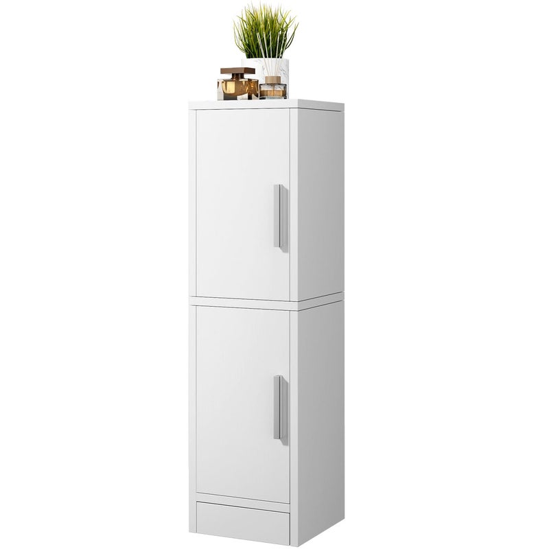 IBUYKE Small Bathroom Storage Cabinet, Narrow Beside Tolite Cabinet with 2 Doors & Adjustable Shelf, Small Bathroom Organizer, Space-Saving Storage Solution for Toilet, Laundry Room UWBS002W - Image 1