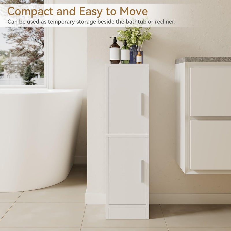 IBUYKE Small Bathroom Storage Cabinet, Narrow Beside Tolite Cabinet with 2 Doors & Adjustable Shelf, Small Bathroom Organizer, Space-Saving Storage Solution for Toilet, Laundry Room UWBS002W - Image 5