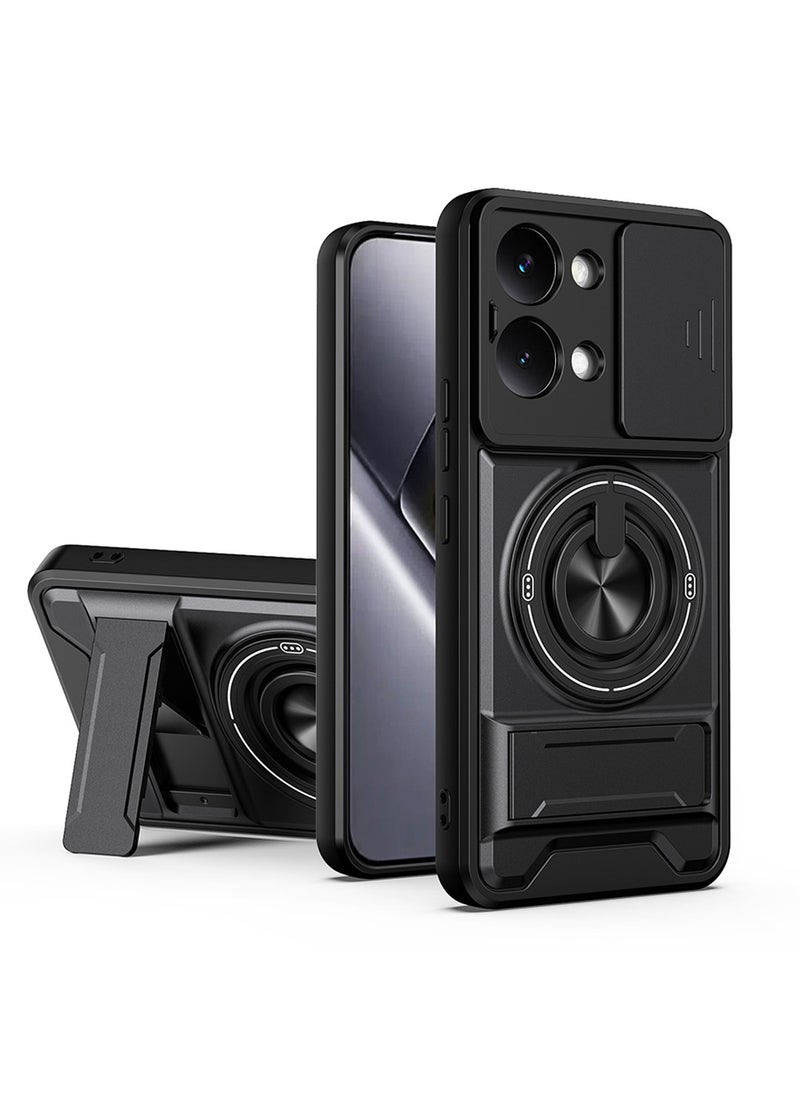 غطاء هاتف لـ Xiaomi Poco X8 Pro Max غطاء كاميرا منزلق، متوافق مع حامل السيارة المغناطيسي، حامل حلقي قابل للدوران 360 درجة + مسند، غطاء واقي مقاوم للصدمات يغطي الجسم بالكامل - Image 1