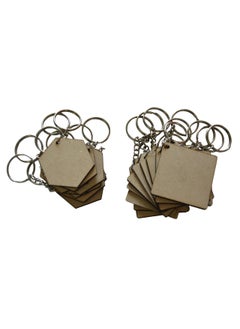 Maitri Pack of 20 10Square 10Hexagon 2 Shapes Key Chains with Ring 50 x 50 mm Mandala Art MDF Board Suitable for Decoupage MDF Art Key Chains and Activity Decoupage Art Craft Supplies