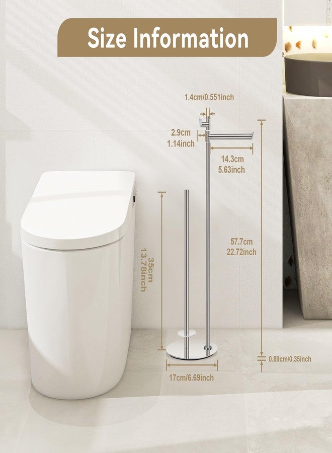 BGL Toilet Paper Holder Stand, SUS304 Stainless Steel Brushed Nickel, Weighted Base, Holds 5 Jumbo Rolls, Space-Saving Modern Bathroom Storage with Built-in Hook - Image 3