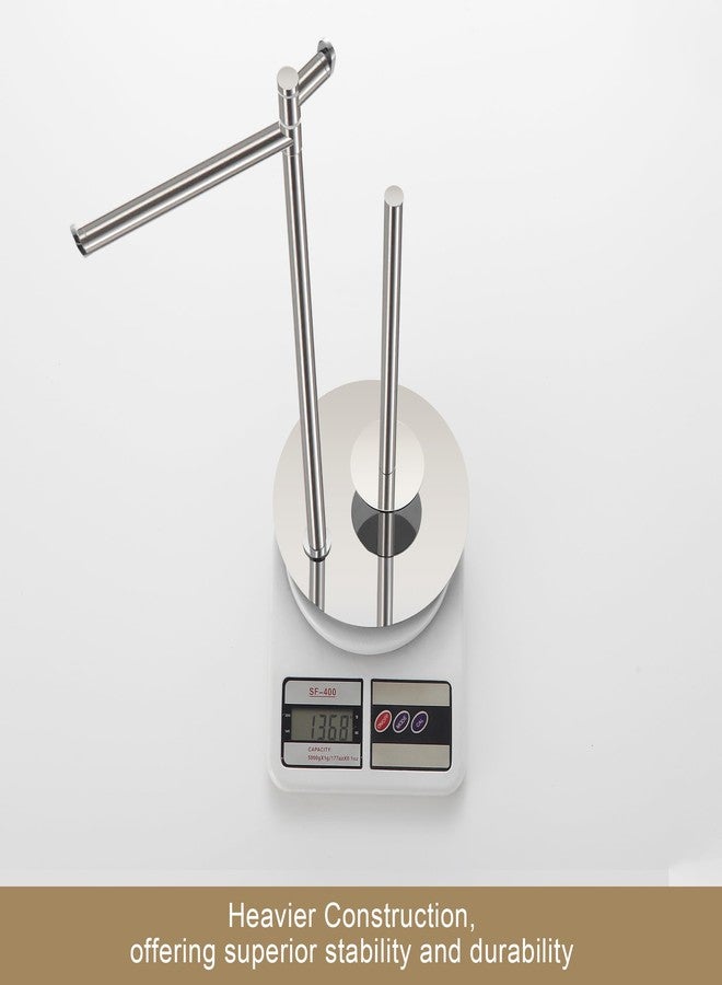 BGL Toilet Paper Holder Stand, SUS304 Stainless Steel Brushed Nickel, Weighted Base, Holds 5 Jumbo Rolls, Space-Saving Modern Bathroom Storage with Built-in Hook - Image 5