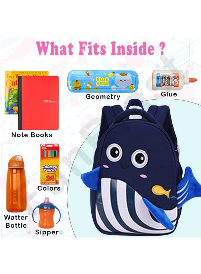 FunBlast Cute Whale Print Shoulder Bags for Kids - School Bags for Preschooler, Small Bags for School, Picnic, Travelling for 2 to 6 Years old- Kids- Navy Blue - Image 4