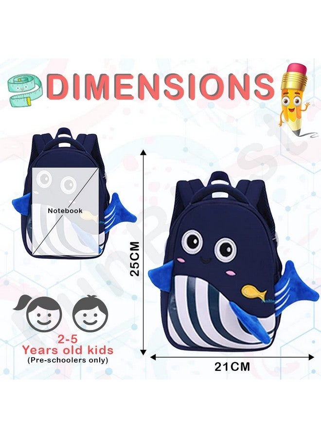 FunBlast Cute Whale Print Shoulder Bags for Kids - School Bags for Preschooler, Small Bags for School, Picnic, Travelling for 2 to 6 Years old- Kids- Navy Blue - Image 2