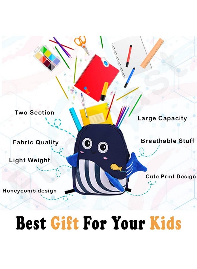 FunBlast Cute Whale Print Shoulder Bags for Kids - School Bags for Preschooler, Small Bags for School, Picnic, Travelling for 2 to 6 Years old- Kids- Navy Blue - Image 5