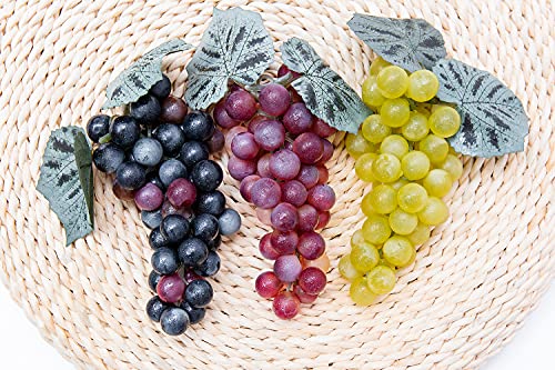 HENGSINGMA 3 Bunches Lifelike Fake Grapes, Realistic Plastic Rubber Faux Artificial Grapes for Decoration, Fake Artificial Fruit for Wedding Kitchen Wine Decor - Image 2