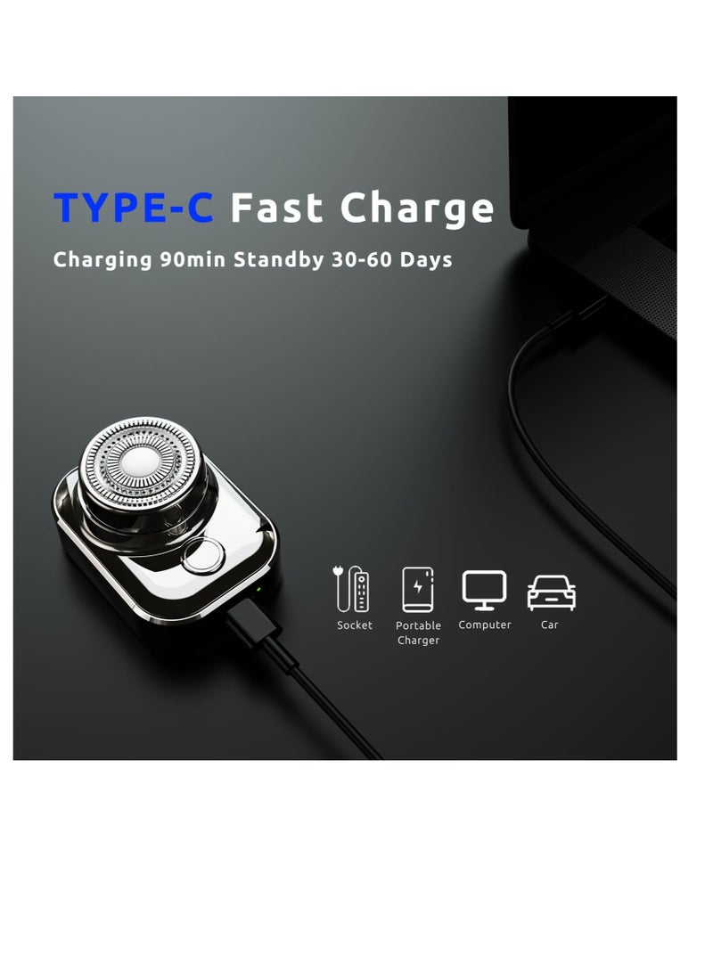 Excefore Electric Shaves for Men, Mini Portable Travel Shaver, USB-C Rechargeable Electric Razor, Mens Rechargeable Cordless Waterproof Compact Shave, for Home,Car,Trave (Silver) - Image 5