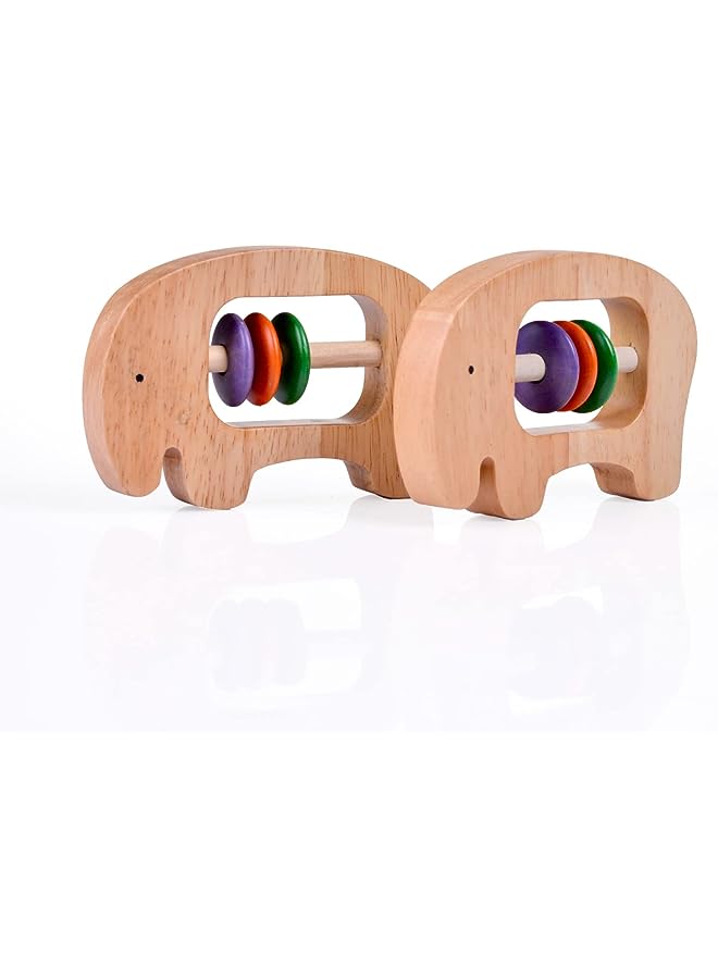 IAF wooden baby Elephant teether and rattle | Organic Toys - Image 1