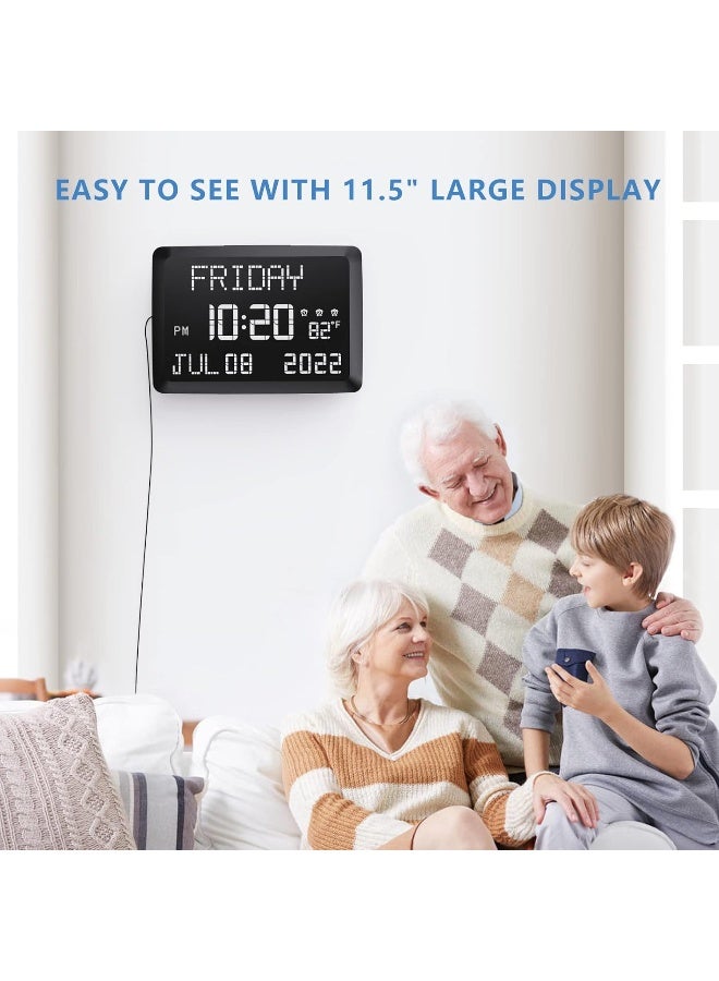 Raynic LED Word Display Dimmable Digital Wall Clock (11.5in Large,12/24H) - Image 2
