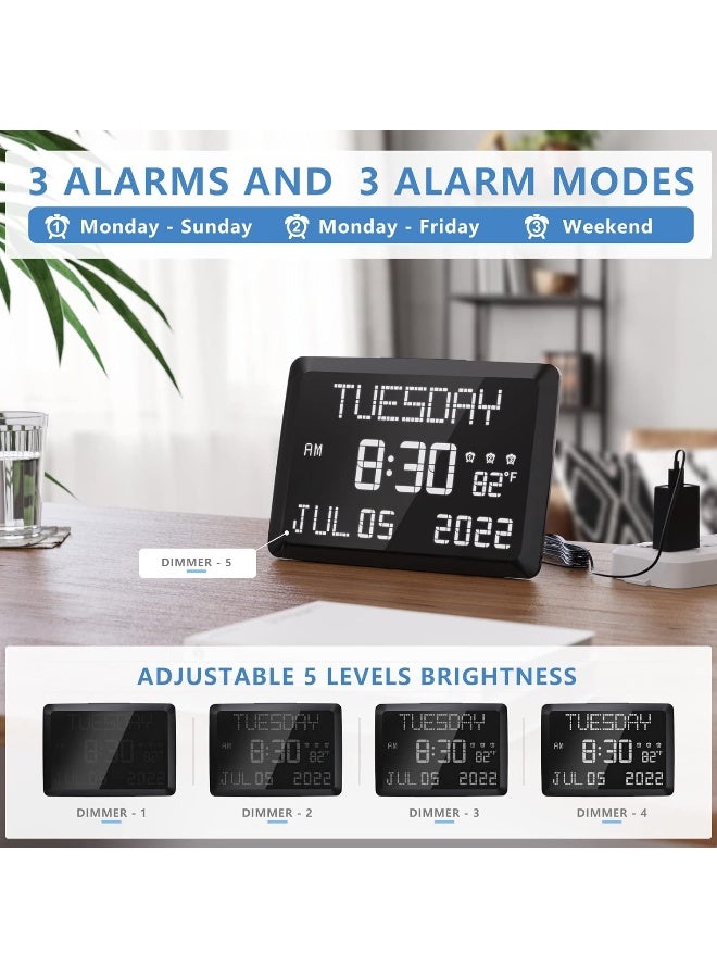 Raynic LED Word Display Dimmable Digital Wall Clock (11.5in Large,12/24H) - Image 4