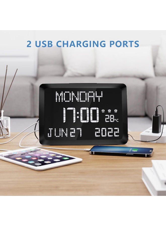 Raynic LED Word Display Dimmable Digital Wall Clock (11.5in Large,12/24H) - Image 3