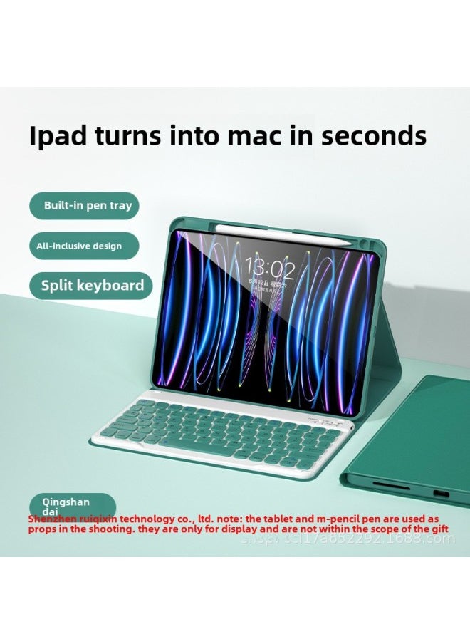 Generic Bluetooth Keyboard Case For Air5 Tablet 9.7 Silicone Anti-fall Pro11 Upper Pen Slot Ipad9 Protective Cover-Color:Qingshan Dai ]-Applicable Model:2022/2023iPad 10 Generation 10.9 Inches  - Image 1