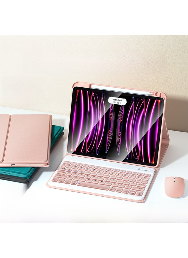 Generic Bluetooth Keyboard Case For Air5 Tablet 9.7 Silicone Anti-fall Pro11 Upper Pen Slot Ipad9 Protective Cover-Color:Qingshan Dai ]-Applicable Model:2022/2023iPad 10 Generation 10.9 Inches  - Image 2