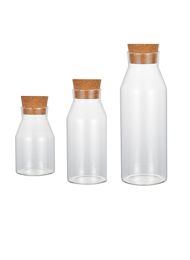 JCB CHIC 3 Pack Glass Storage Jars with Airtight Bamboo Lid, 600ml/900ml/1200ml Glass Kitchen Canisters, Clear Container for Coffee Bean Storage, Dry Goods, Cookie, Candy, Tea, Spices and More - Image 1