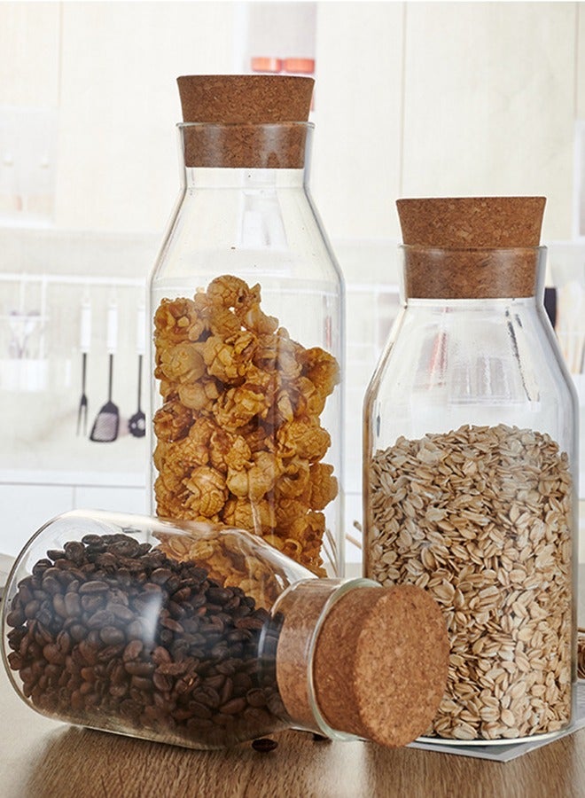 JCB CHIC 3 Pack Glass Storage Jars with Airtight Bamboo Lid, 600ml/900ml/1200ml Glass Kitchen Canisters, Clear Container for Coffee Bean Storage, Dry Goods, Cookie, Candy, Tea, Spices and More - Image 4