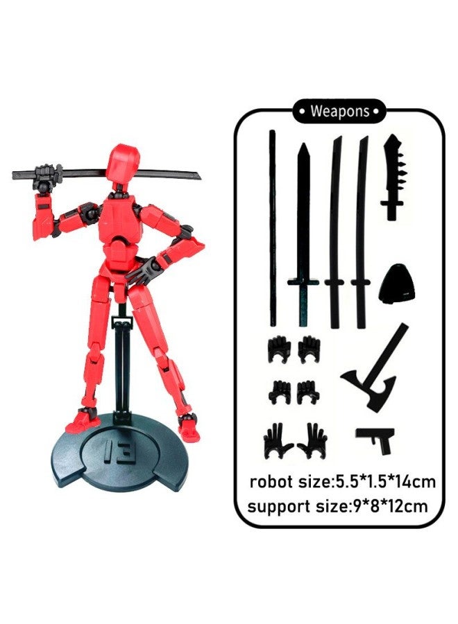 Multi-joint Movable Figure Hand Board Lucky 13 Doll Full Body Activity Robot Decompression To Play Artifact-Color:With Bracket-red 75g  Bag  - Image 1