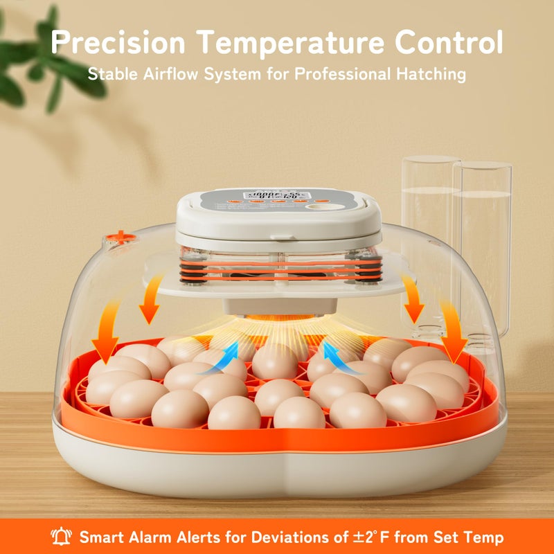 Apdoe 25 Egg Incubator, Extra-Large Interior with High Protective Wall, Top Carry Handle, Automatic Egg Turner, Preset Incubation Period, Auto Water Refill, for Chicken, Quail & Duck Eggs, APDOE HatchPro 25 - Image 3