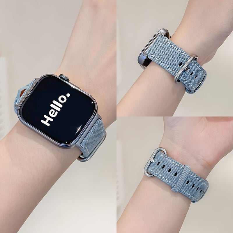 Dark Blue Washed Denim Strap for Huawei Fit4 Fit3 Quick Release Retro Unisex - Image 1