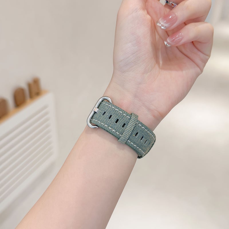 Dark Blue Washed Denim Strap for Huawei Fit4 Fit3 Quick Release Retro Unisex - Image 3