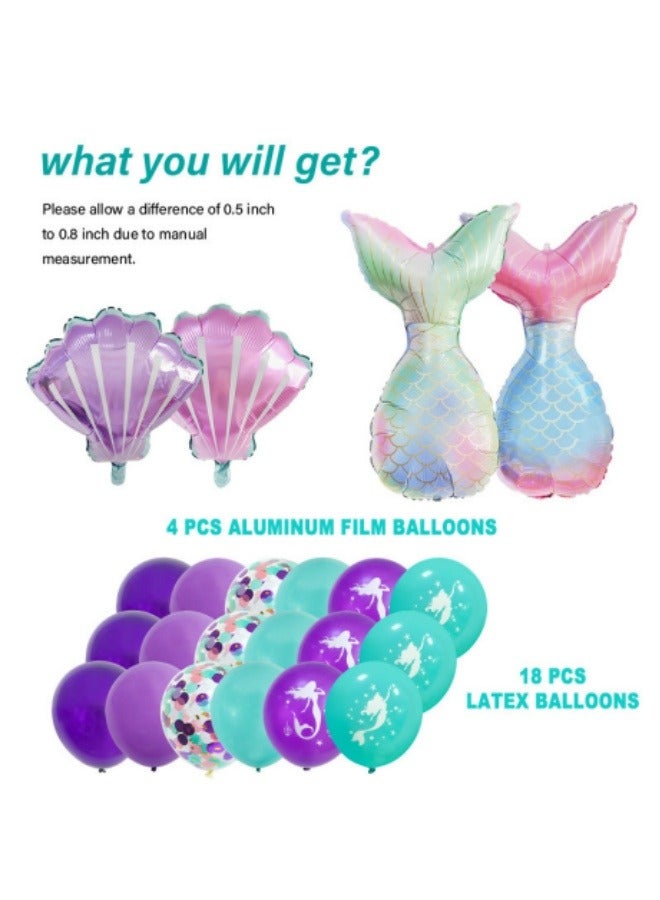 مجموعة بالونات من رقائق الألومنيوم على شكل ذيل حورية البحر، 22 قطعة - Image 2