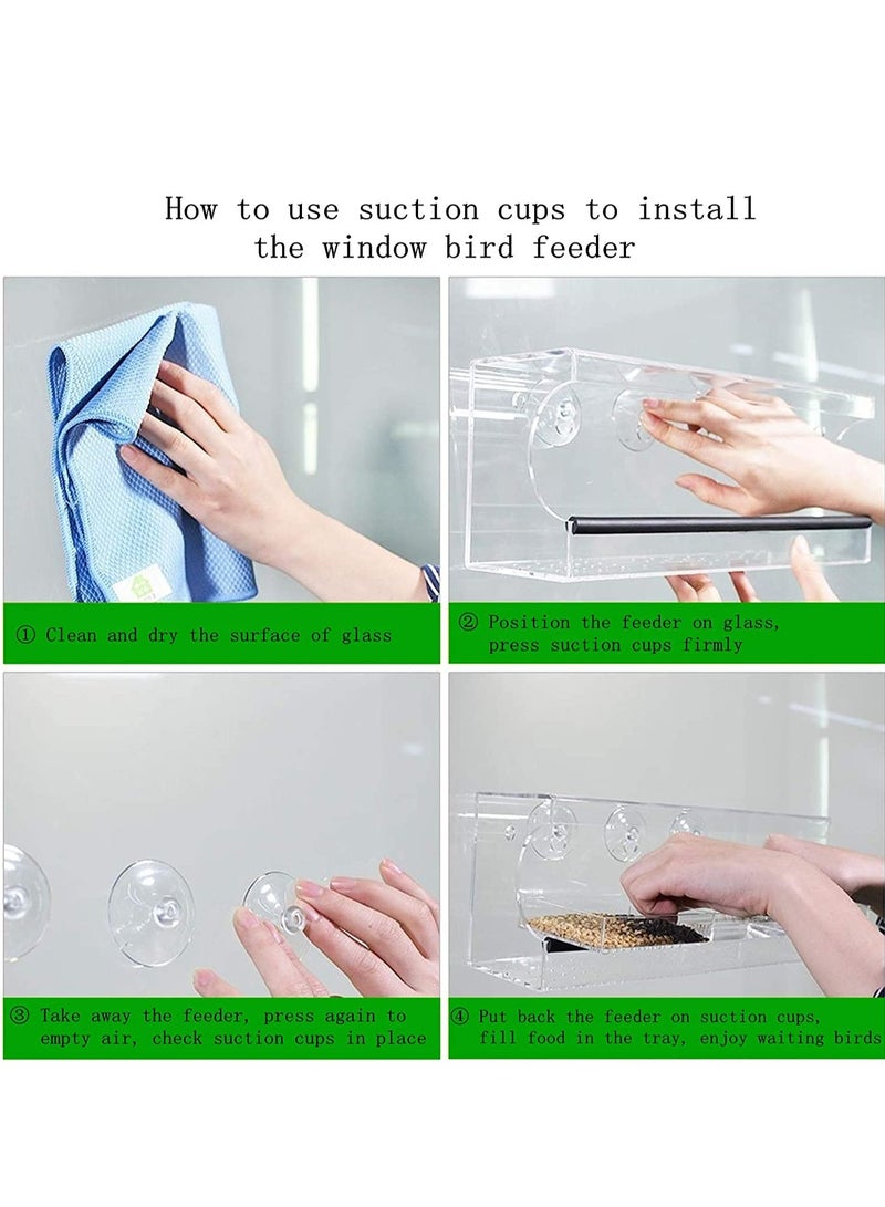 Weather Proof Acrylic Window Bird Feeder House with Strong Suction Cups and Sliding Seed Tray - Image 4