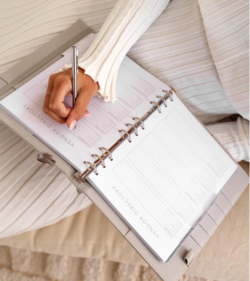 Scribble & Dot Award Winning Elegant Wedding Planner Binder and Organizer for the Bride | Tissue Wrapped | Cushioned Cover | Engagement Gift | This Elegantly Designed US Planner Allows you to Plan Every Detail (Soft Grey) - Image 5