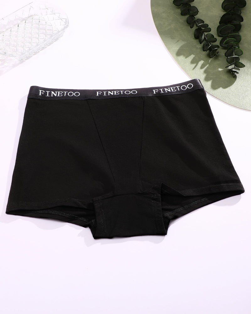 FINETOO Womens Cotton Boy Shorts Underwear Full Coverage Soft Boxer Briefs High Waisted Panties for Lady Girls 6 Pack(XXL) Black - Image 3