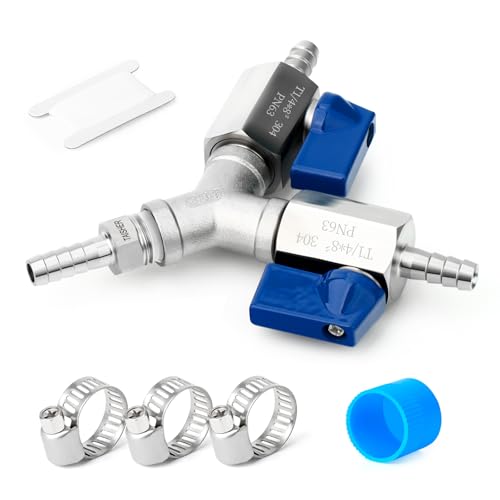 TAISHER 304 Stainless Steel 3 Way Shut Off Ball Valve516 Hose Barb 2 Switch Y Shaped Valve for FuelAIRLquidGas - Image 1