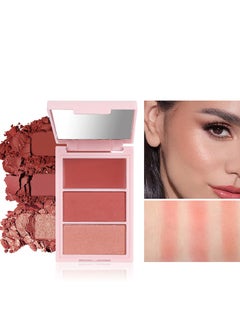 Julystar 3D Blush Trio Palette-3 Colors Matte Shimmer Piece Multi Purpose Blusher, Facial Highlighter Contour Makeup Palette  - Image 1