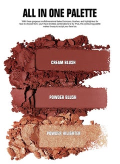 Julystar 3D Blush Trio Palette-3 Colors Matte Shimmer Piece Multi Purpose Blusher, Facial Highlighter Contour Makeup Palette  - Image 5