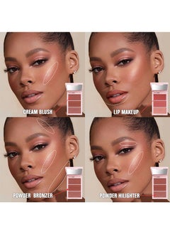 Julystar 3D Blush Trio Palette-3 Colors Matte Shimmer Piece Multi Purpose Blusher, Facial Highlighter Contour Makeup Palette  - Image 3