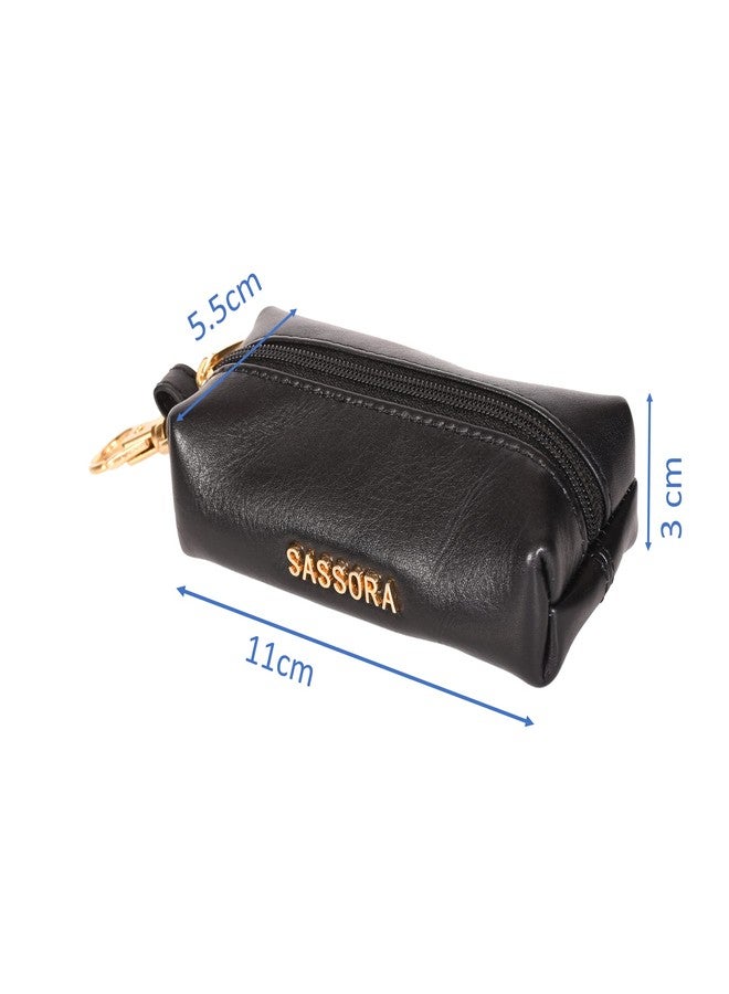 Sassora Genuine Leather Small Unisex Key Case (Black) - Image 5