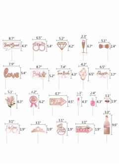 KASTWAVE Rose Gold Wedding Hen Party Photo Booth Props, 21 Pcs Bridal Shower Props Kit, Bachelorette Decorations  - Image 2