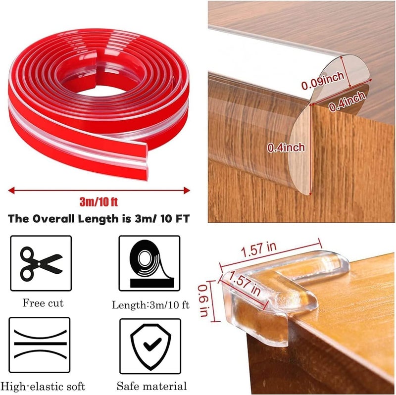 Oudain -3Meter Edge Protector, Baby Proofing Edge Protector Strip for Baby, Child Proof Table Edge Protectors Guards Safety Bumper Cover for Furniture Desk Crib Gate Bed Wall Soft Silicone - Image 2