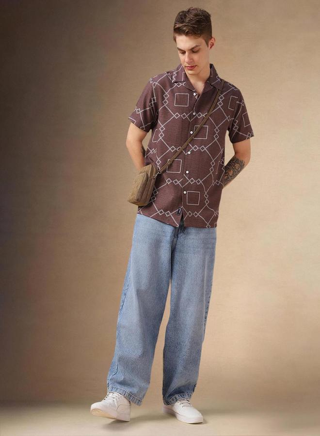 دينيس لينغو قميص كاجوال بطبعة تجريدية رجالي من ستايلي - Image 1