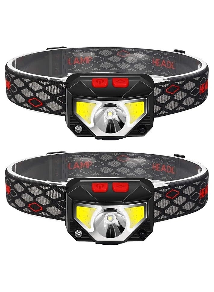 سكاي تاتش 2-حزمة من المصابيح الأمامية القابلة لإعادة الشحن، 800 لومن، مستشعر حركة، مصباح أمامي Ipx4 مقاوم للماء، أبيض ساطع، كري LED وضوء أحمر، مثالي للجري والتخييم والمشي لمسافات طويلة والمزيد - Image 1