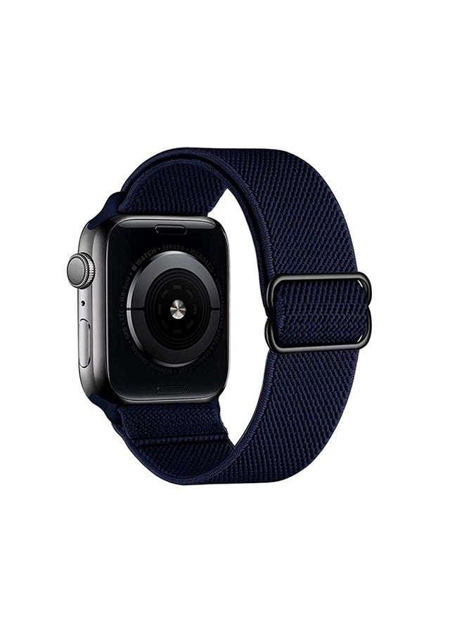 Soft Nylon Elastic Braided Strap For Apple Watch SE Series 8/7/6/5/4/3/2/1 (Navy Blue, 38mm/40mm/41mm) - Image 1