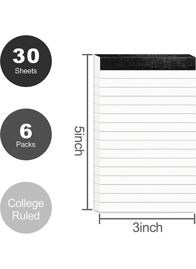 Beauenty - Small Notepads, 6 Pack Refills Memo Pads, Mini Perforated Lined Note Pads, 3 x 5 Inch Lined Writing Note Pads with 30 Sheets Note Pad Paper in Each Pad for Taking Notes and Reminders - Image 1
