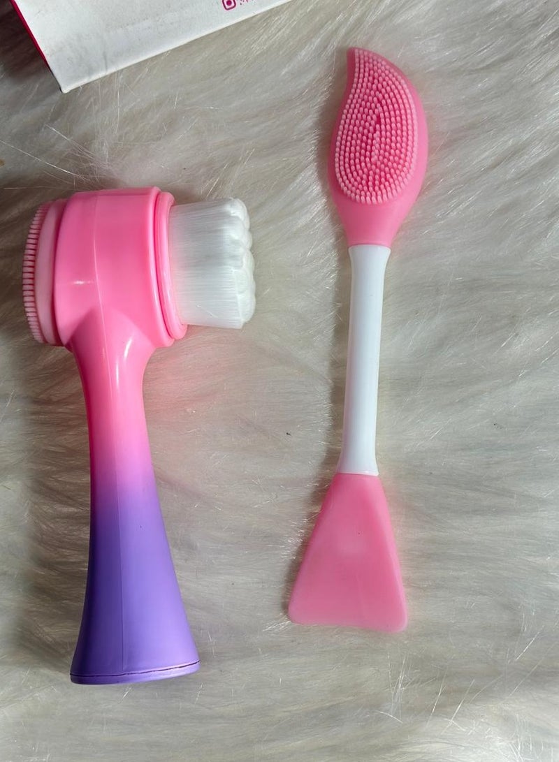 Generic maya accessories face Brush - Manual Facial Cleansing, 1Pcs Double Side Skin Care Facial Cleaning Brush,with Silicone Face Mask Brush And Mud Mask Applicator (2PCS) - Image 2