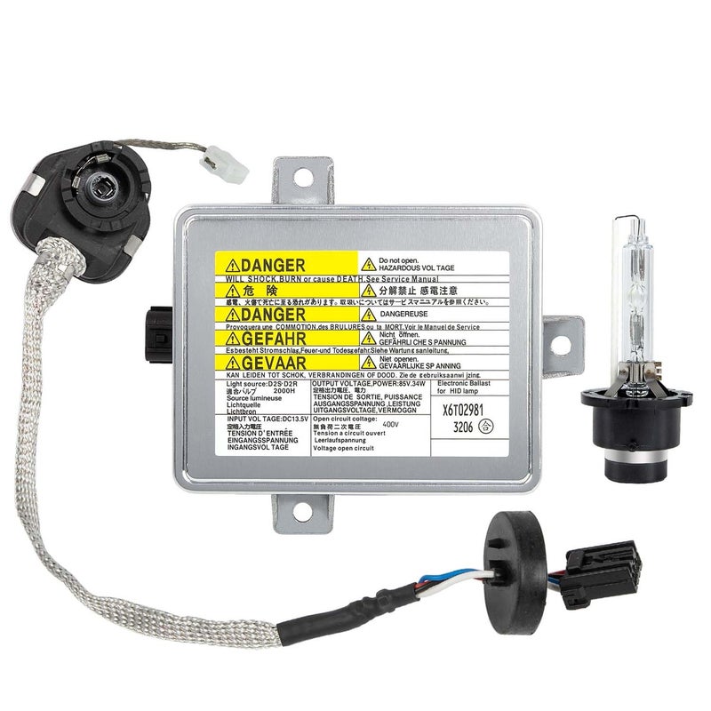 Xenon HID Headlight Ballast Unit Assembly Module with Igniter and D2S Bulb Compatible with Acura TL TSX and TL Type-S, Honda S2000, Mazda 3 Replaces X6T02971 33119-S0K-A10
