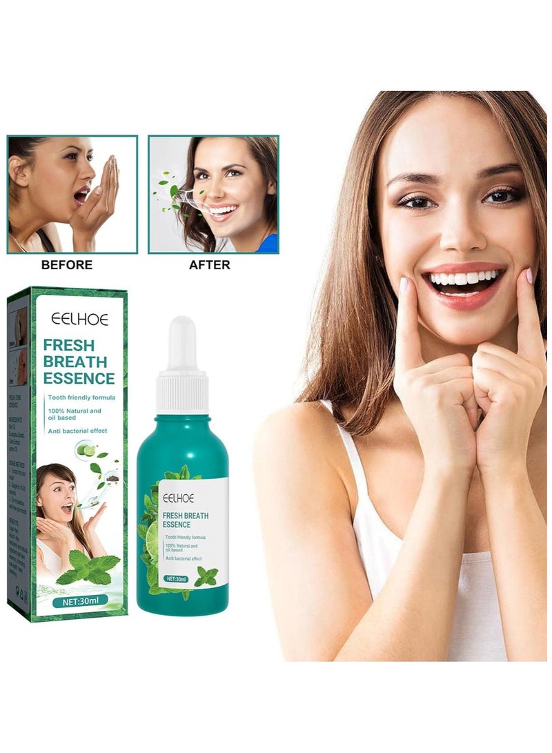 EELHOE Mint Mouth Cleanser Total Mouth Essence 30ml Portable Pocket Mint Mouthwash Drop Sugar-Free Fights Bad Breath Oral Treatment Essence - Image 2
