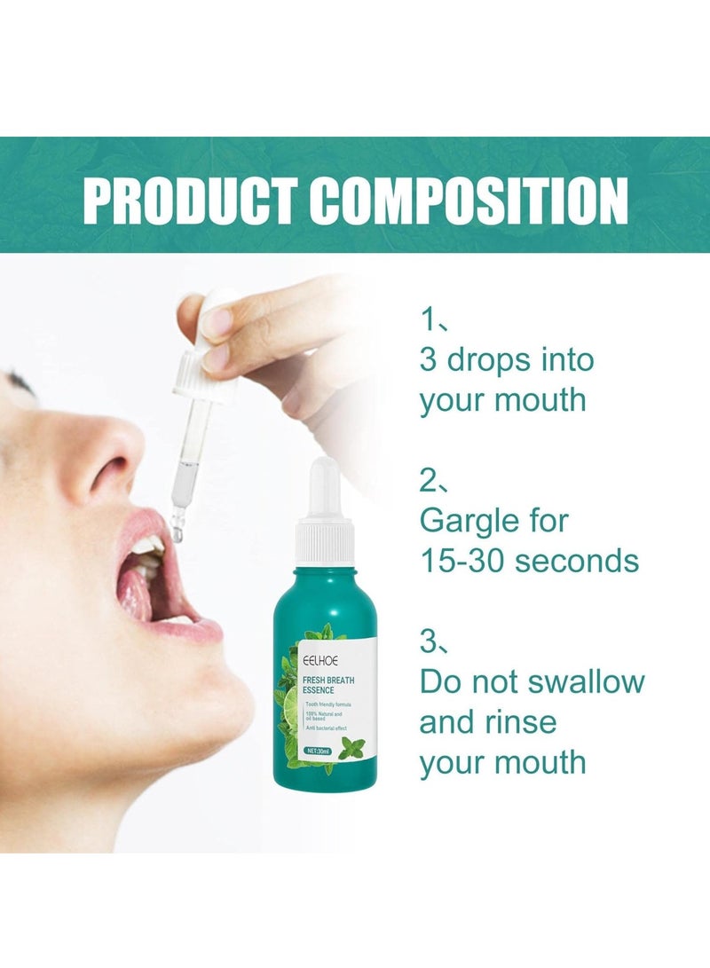 EELHOE Mint Mouth Cleanser Total Mouth Essence 30ml Portable Pocket Mint Mouthwash Drop Sugar-Free Fights Bad Breath Oral Treatment Essence - Image 4