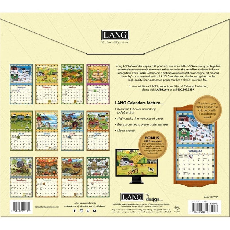 Lang, Country Sampler 2026 Wall Calendar by Cheryl Bartley, 13.4'' X 12'', 12-Month Calendar with Stapled Binding - Image 3