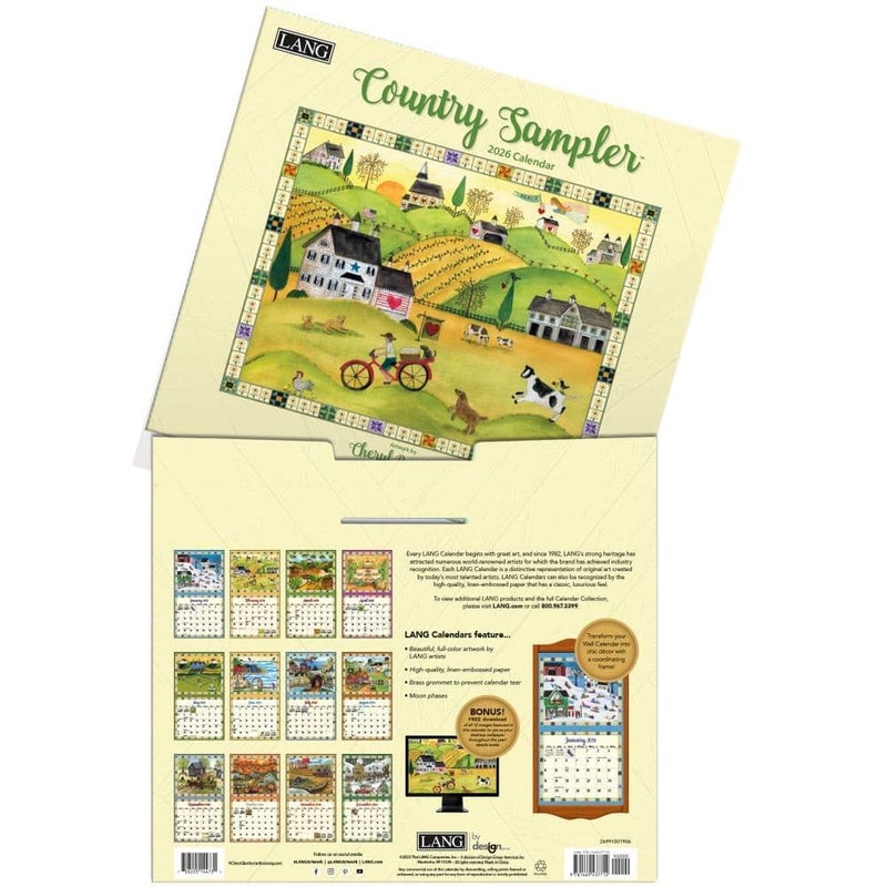 Lang, Country Sampler 2026 Wall Calendar by Cheryl Bartley, 13.4'' X 12'', 12-Month Calendar with Stapled Binding - Image 4