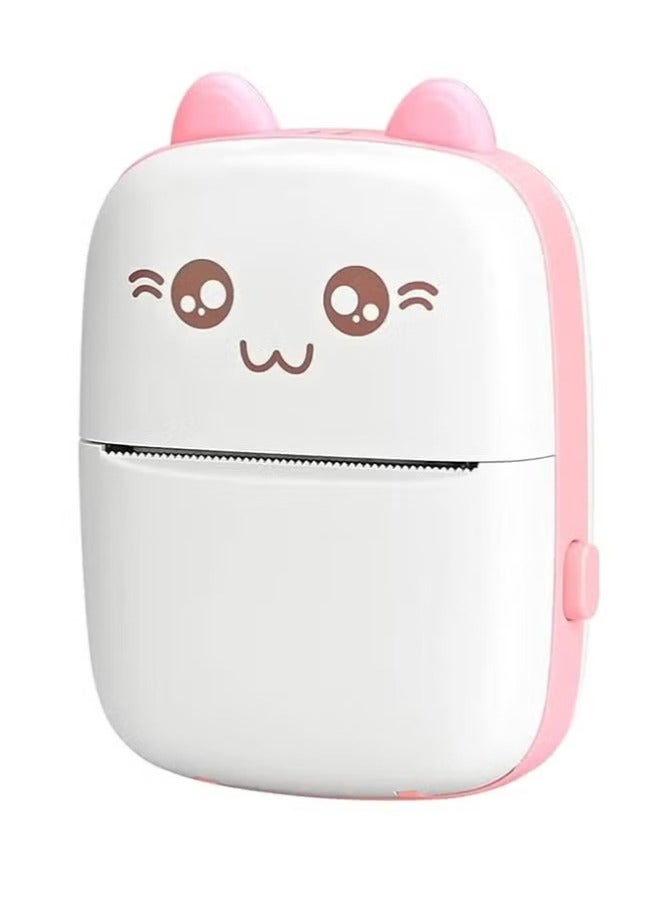 Mini Portable Thermal Printer with 1 Roll Paper Pink/White - Image 2