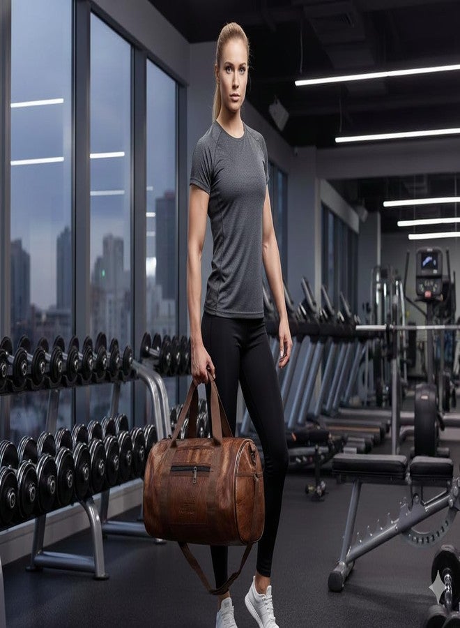 Neprock 20L Leather Trendy & Classic Duffle Gym Bag for Men & Women Leather Gym Bag with Shoulder Strap Sports Bag Yoga & Travel Bag for Boys & Girls Duffle Bag & Travelling Bag Outdoor (Tan) - Image 4