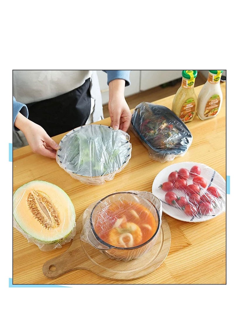 Reko 200 Pcs Fresh Keeping Bags, Elasticated Food Covers Cling Film Bag Plastic Food Covers Disposable Food Covers Plastic Wrap for Fruit Vegetables Food - Image 5