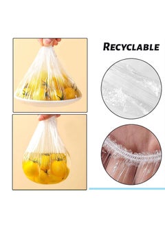 Reko 200 Pcs Fresh Keeping Bags, Elasticated Food Covers Cling Film Bag Plastic Food Covers Disposable Food Covers Plastic Wrap for Fruit Vegetables Food  - Image 3